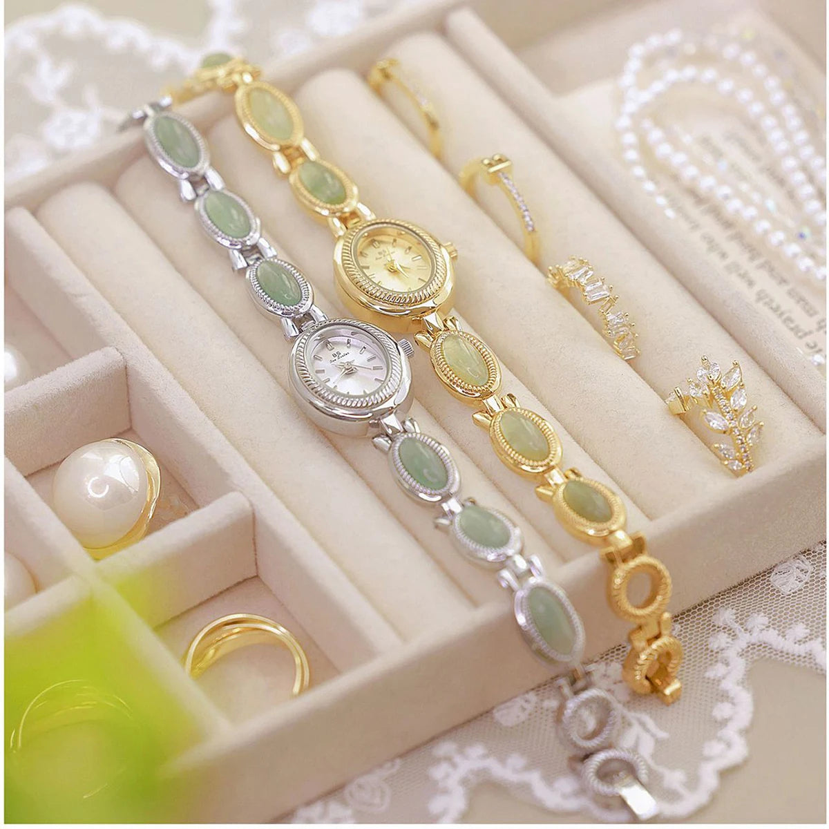 Jade Bead Bracelet Jewelry Watch