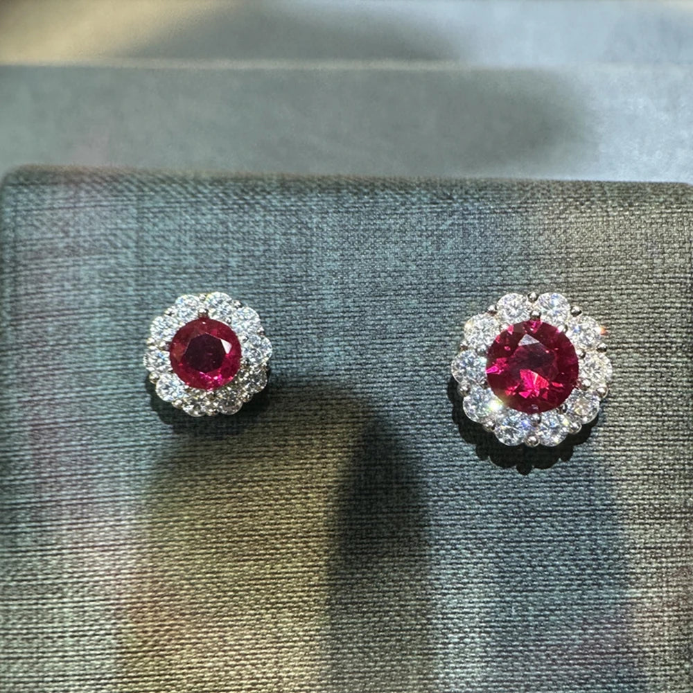 Round Cut Lab Sapphire Earrings