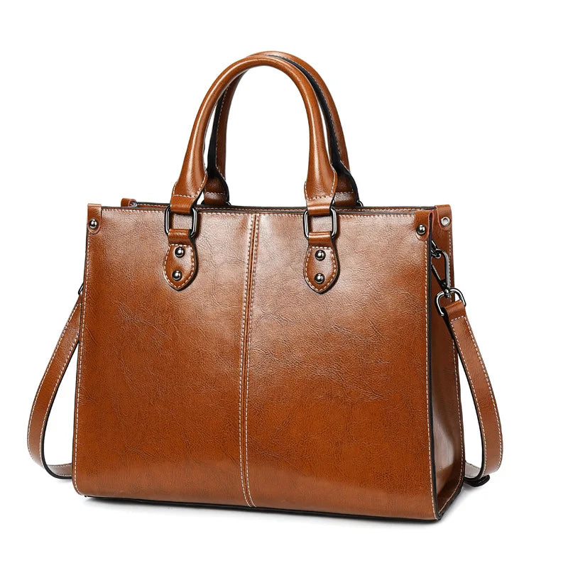Premium Cowhide Executive Shoulder Tote