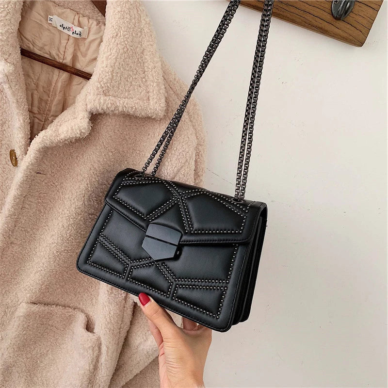 Vintage Rivet Designer Crossbody Bag