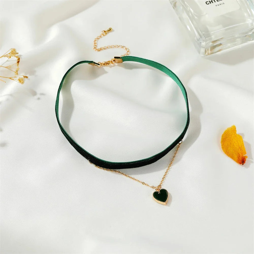 Gothic Velvet Double Love Necklace