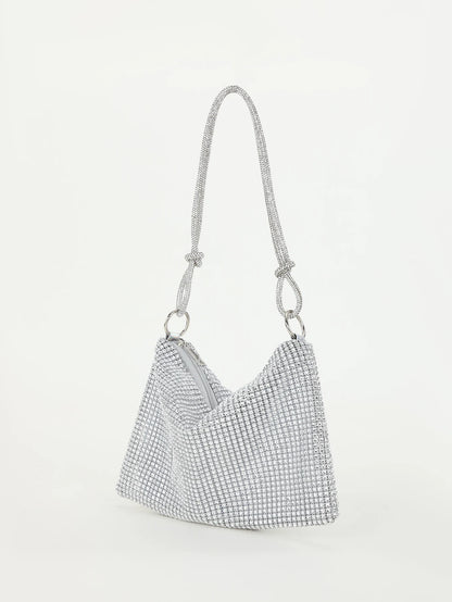 Rhinestone Crescent Evening Underarm Bag