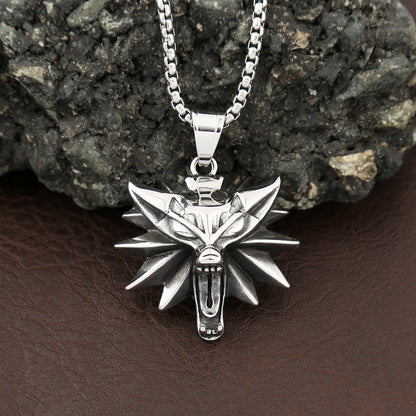 Viking Wolf Head Punk Necklace