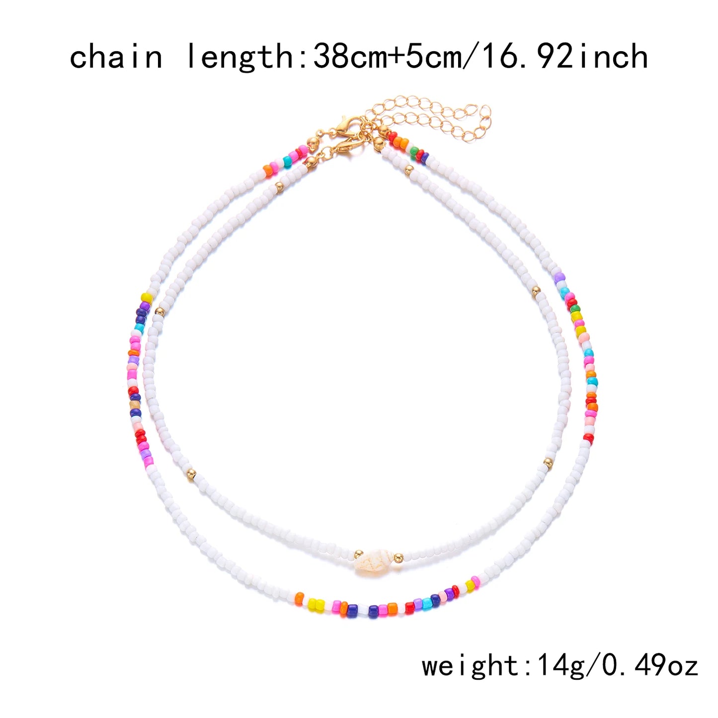 Bohemian Shell Polymer Bead Necklace