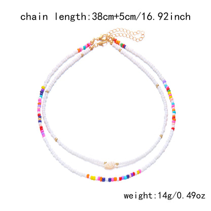 Bohemian Shell Polymer Bead Necklace