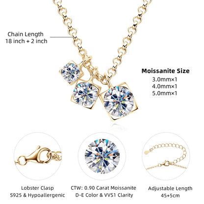 Full Moissanite Diamond Engagement Necklace