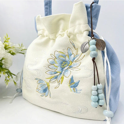 Embroidered Silk Heritage Bucket Bag
