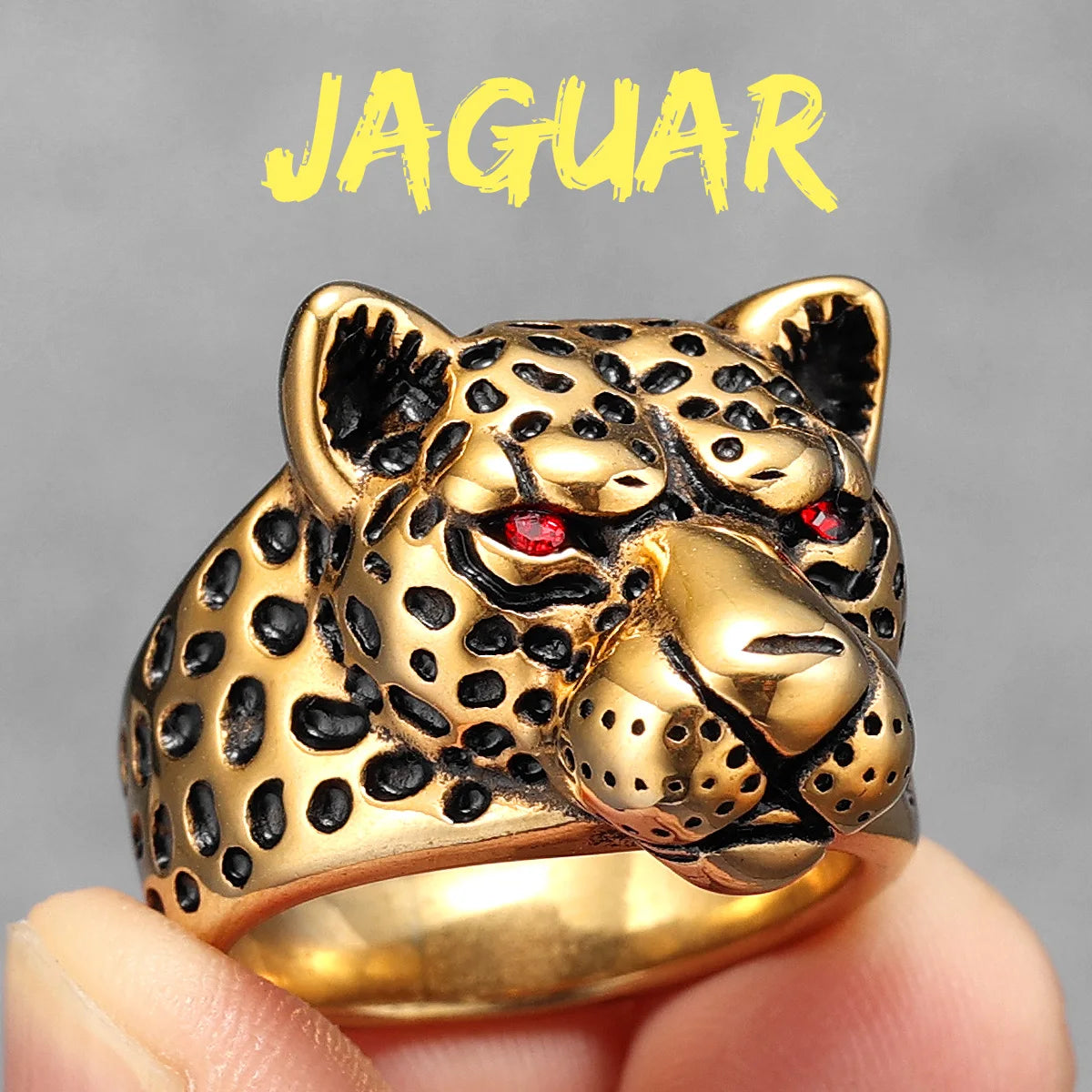 Leopard Animal Punk Biker Ring