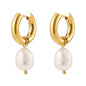Removable Natural Pearl Hoop Earrings