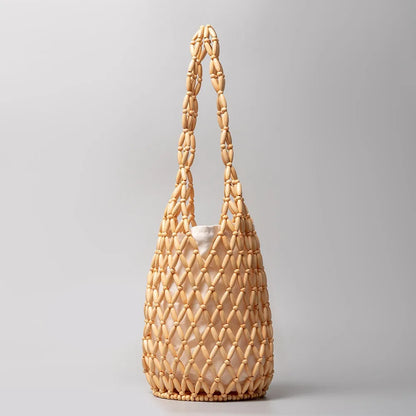 Hand-Beaded Exquisite Wooden Tote