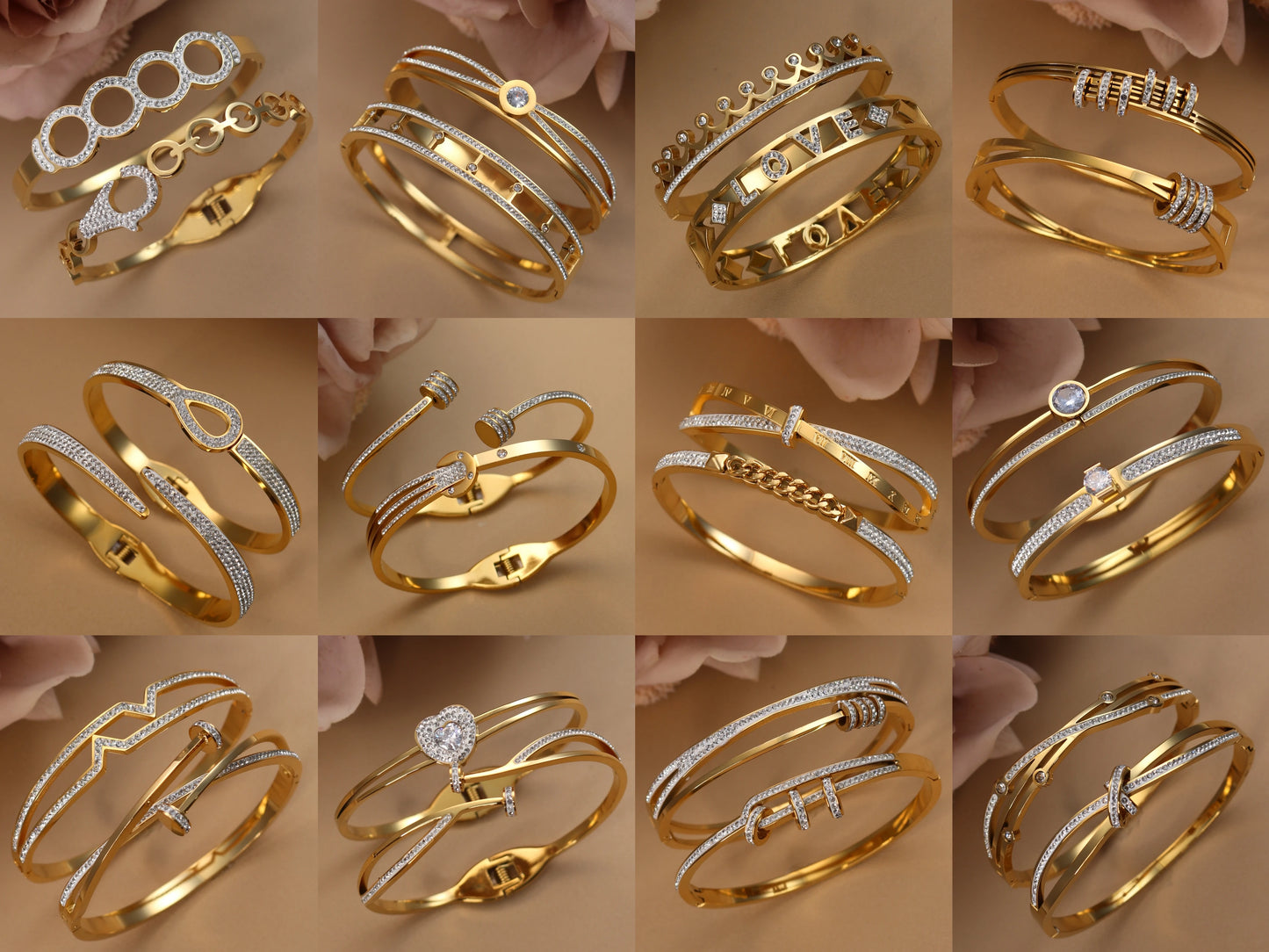 Hollow Crystal Half Face Bangle