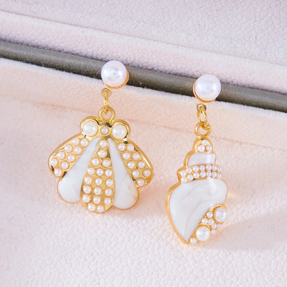 Enamel Starfish Holiday Shell Earrings
