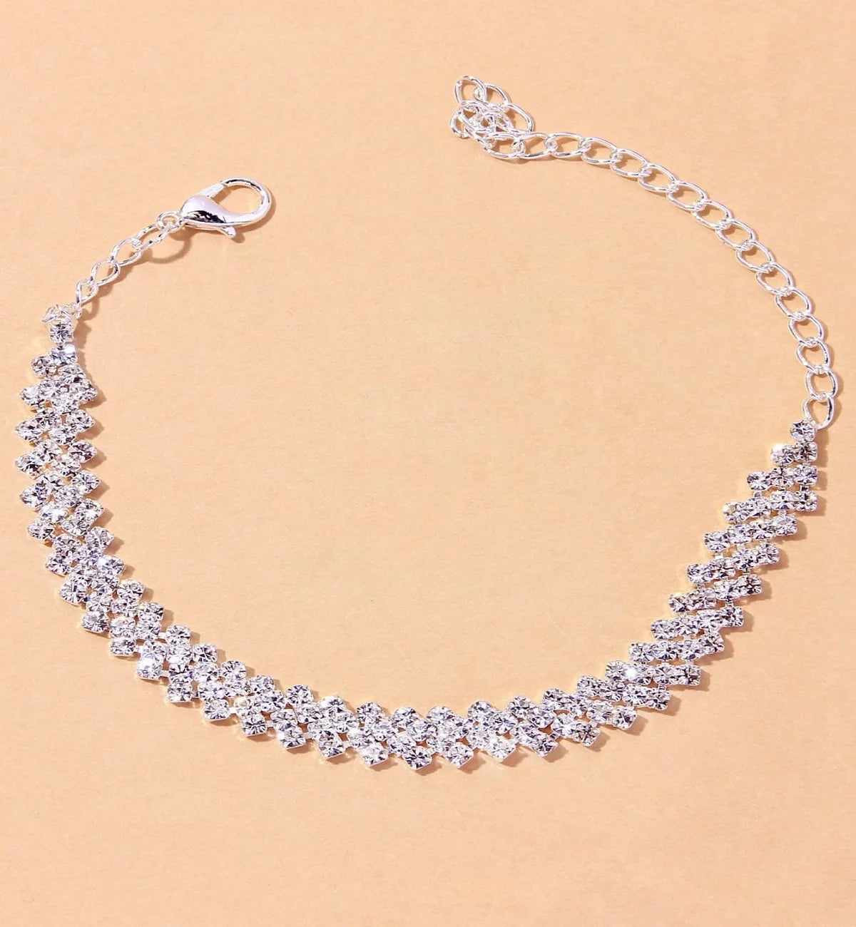 Copper Inlaid Diamond Foot Anklet