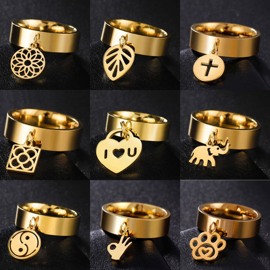 Minimalist Floral Stainless Steel Ring