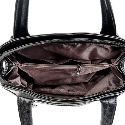 Multi-Pocket Soft Leather Designer Tote