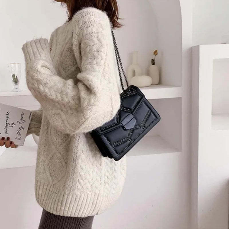 Vintage Rivet Designer Crossbody Bag