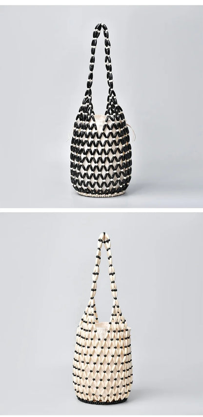 Hand-Beaded Exquisite Wooden Tote