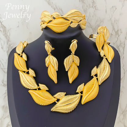 Leaf Shaped Gilded Choker Set