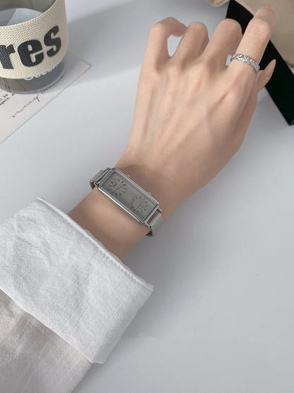 Dual-Movement Retro Square Timepiece