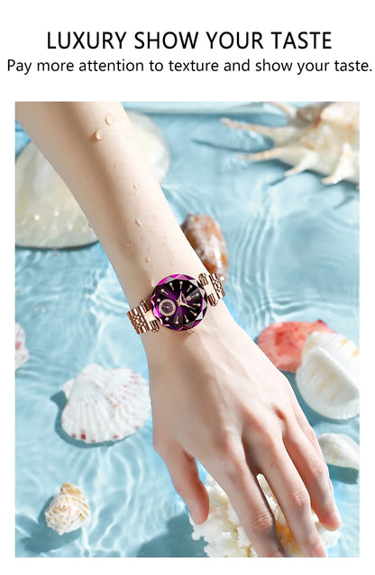 Rose Gold Steel Jewelry Watch