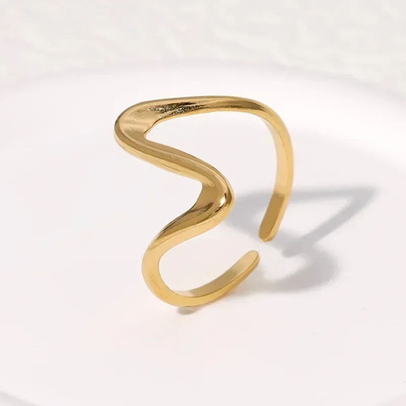 Irregular Wave Gilded Statement Ring