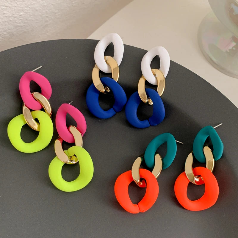 Color-Block Statement Resin Earrings
