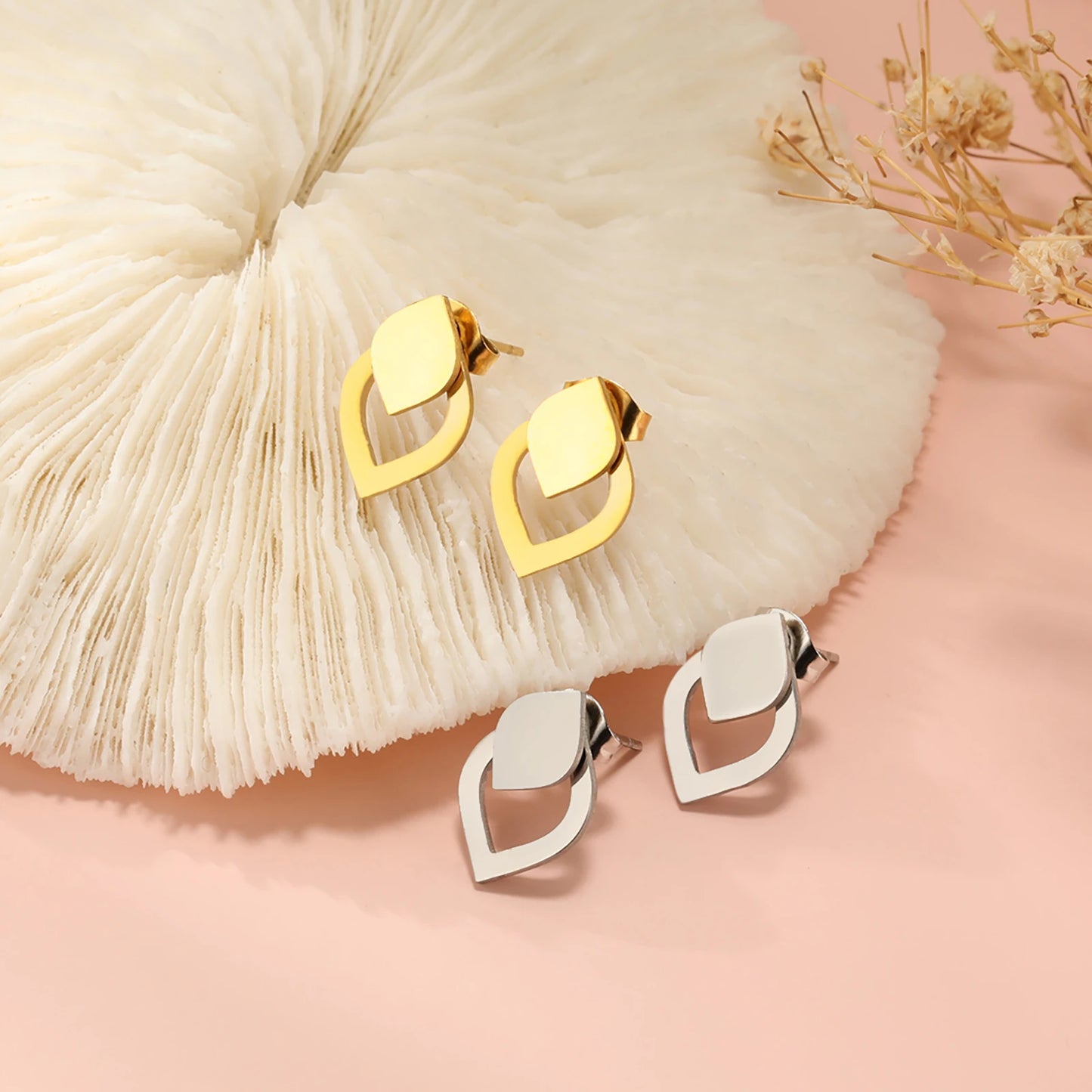 Geometric Minimalist Gold Stud Earrings