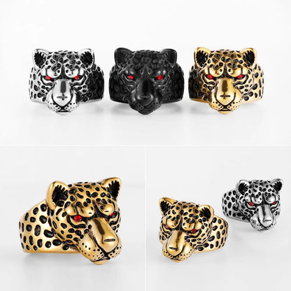 Leopard Animal Punk Biker Ring
