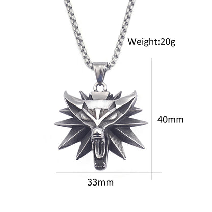 Viking Wolf Head Punk Necklace
