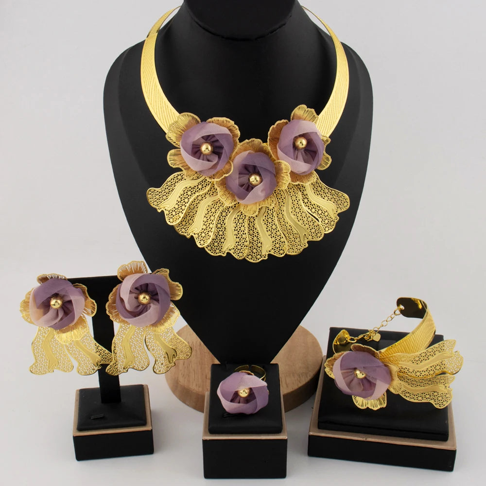 Purple Flower Noble Jewelry Set