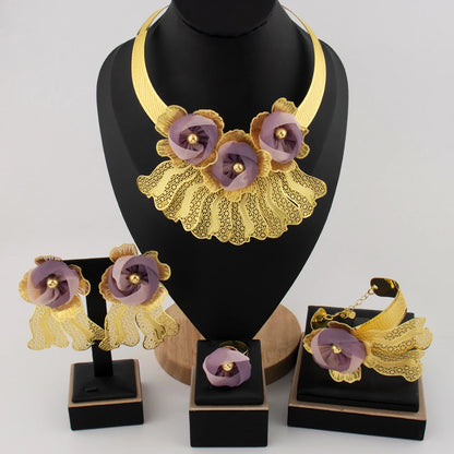 Purple Flower Noble Jewelry Set