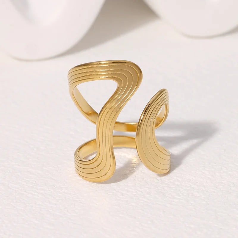 Irregular Wave Gilded Statement Ring