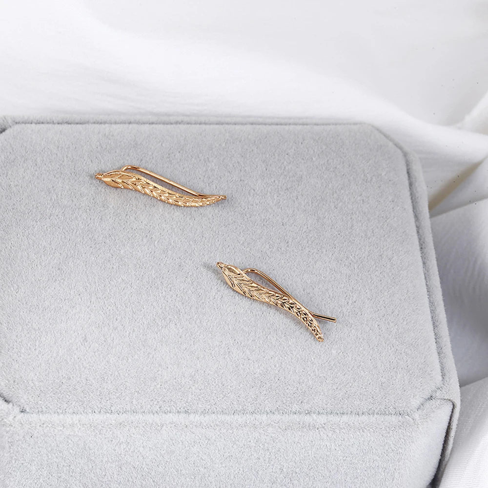 Gilded Leaf Sculptural Stud Earrings