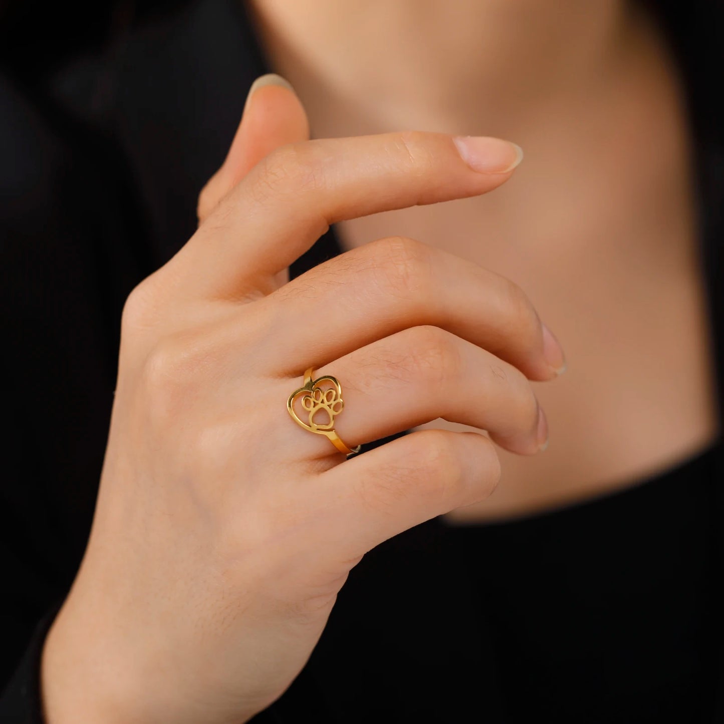 Gilded Heart Animal Motif Ring