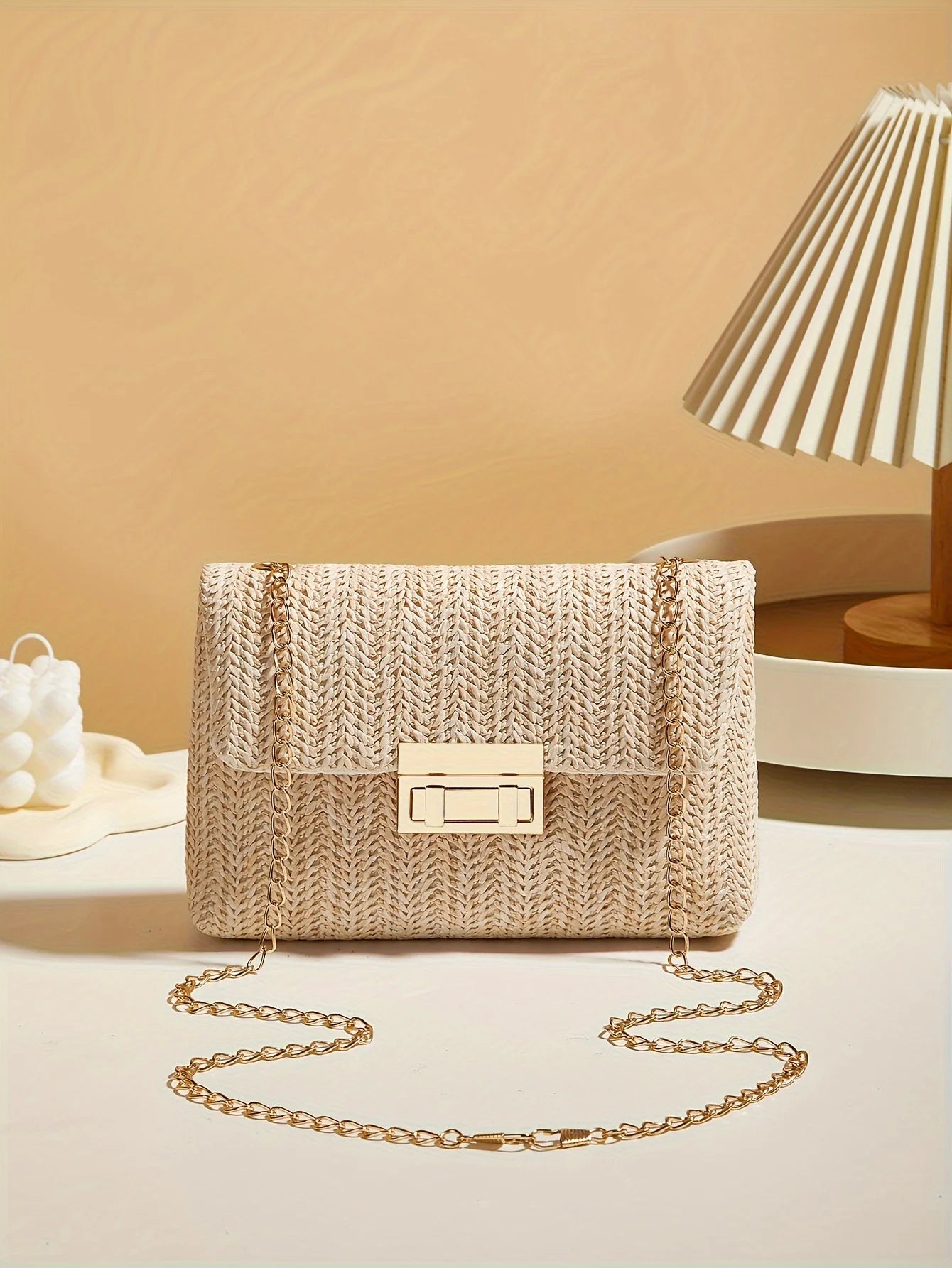 Handwoven Artisan Straw Lock Purse