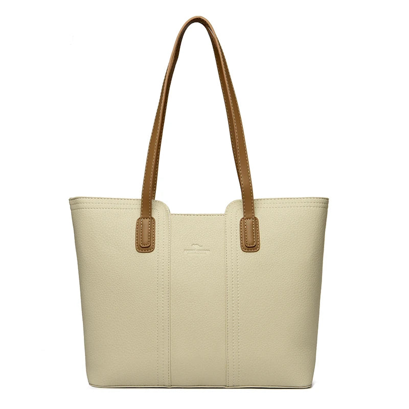 Designer Soft Leather Bucket Tote