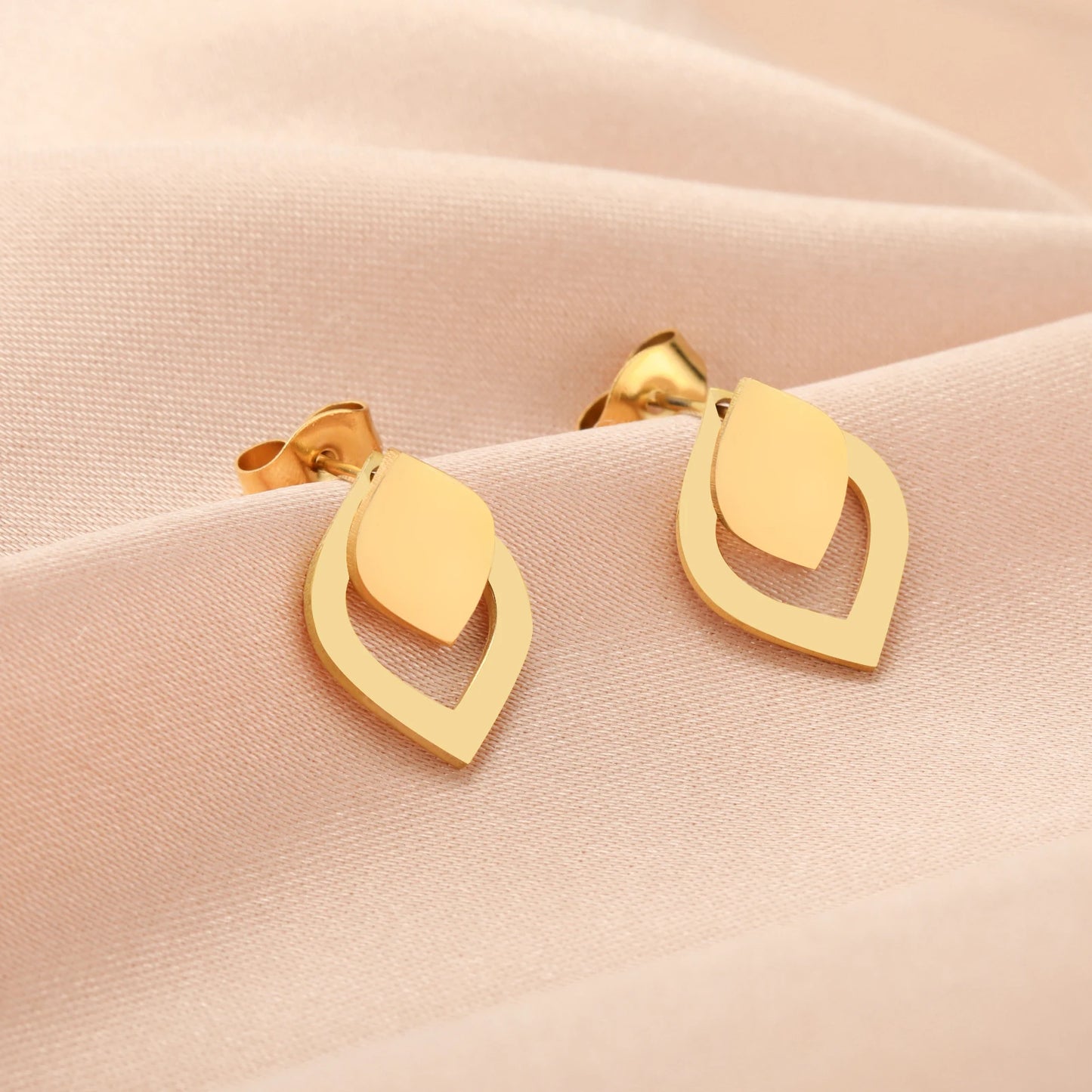 Geometric Minimalist Gold Stud Earrings