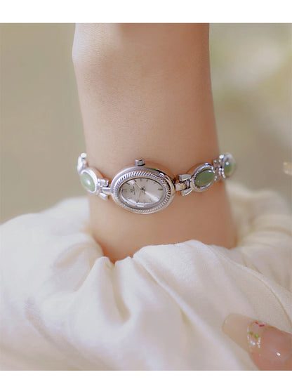 Natural Gemstone Oval Jewelry Watch