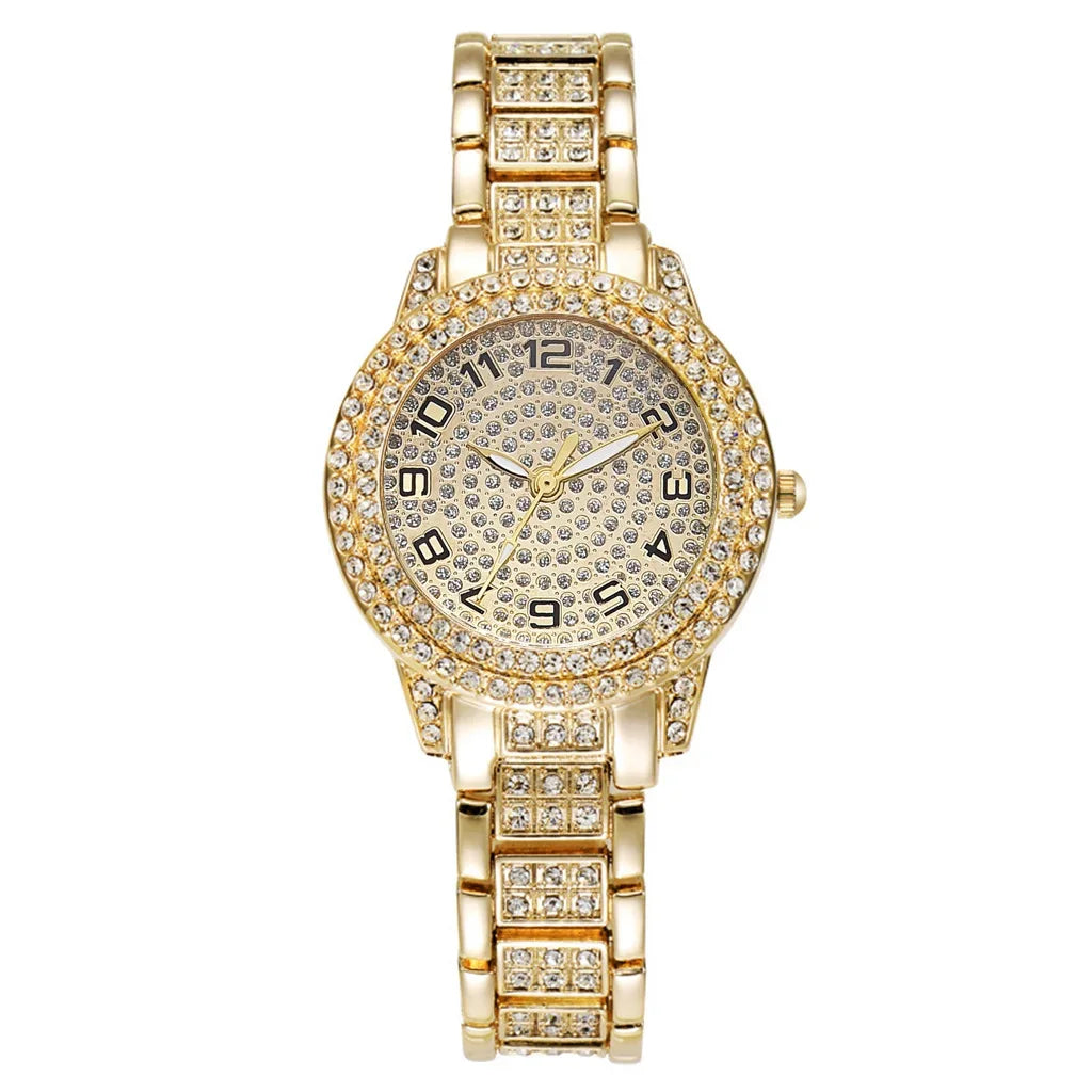 Hip-Hop Diamond Watch & Jewelry Set