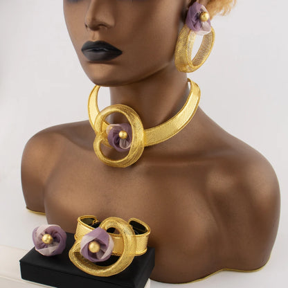 Purple Flower Noble Jewelry Set