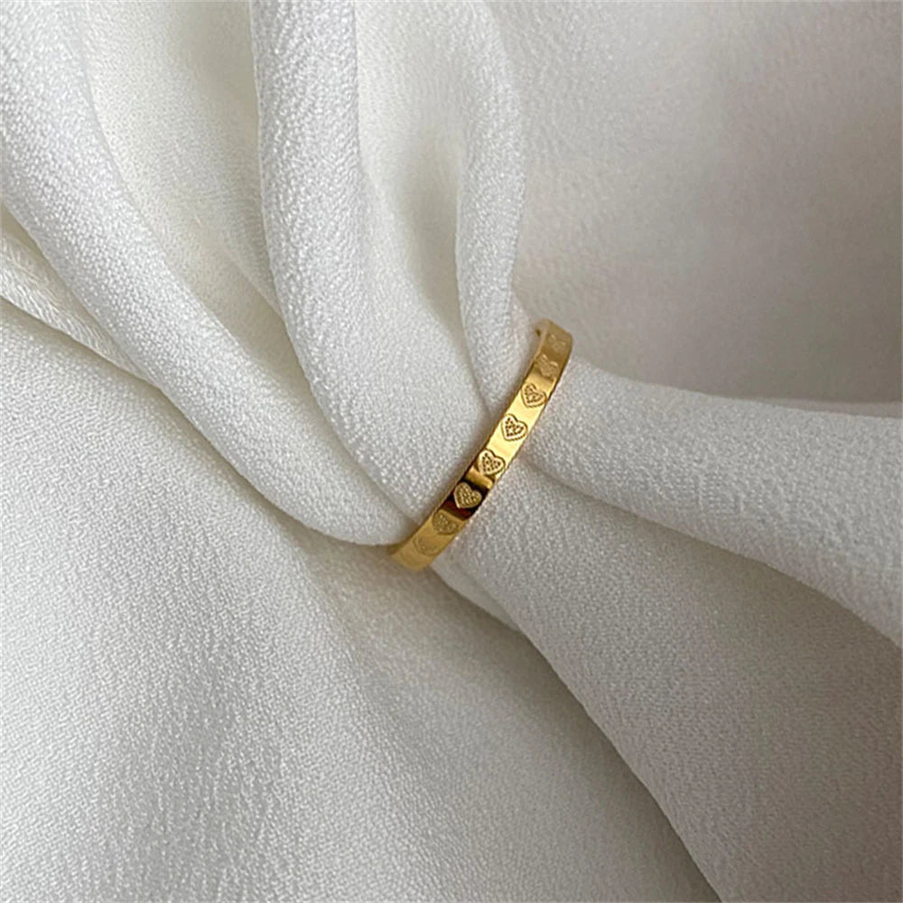 Minimalist Gilded Heart Wedding Ring