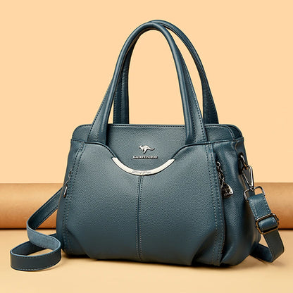 Multi-Pocket Soft Leather Designer Tote