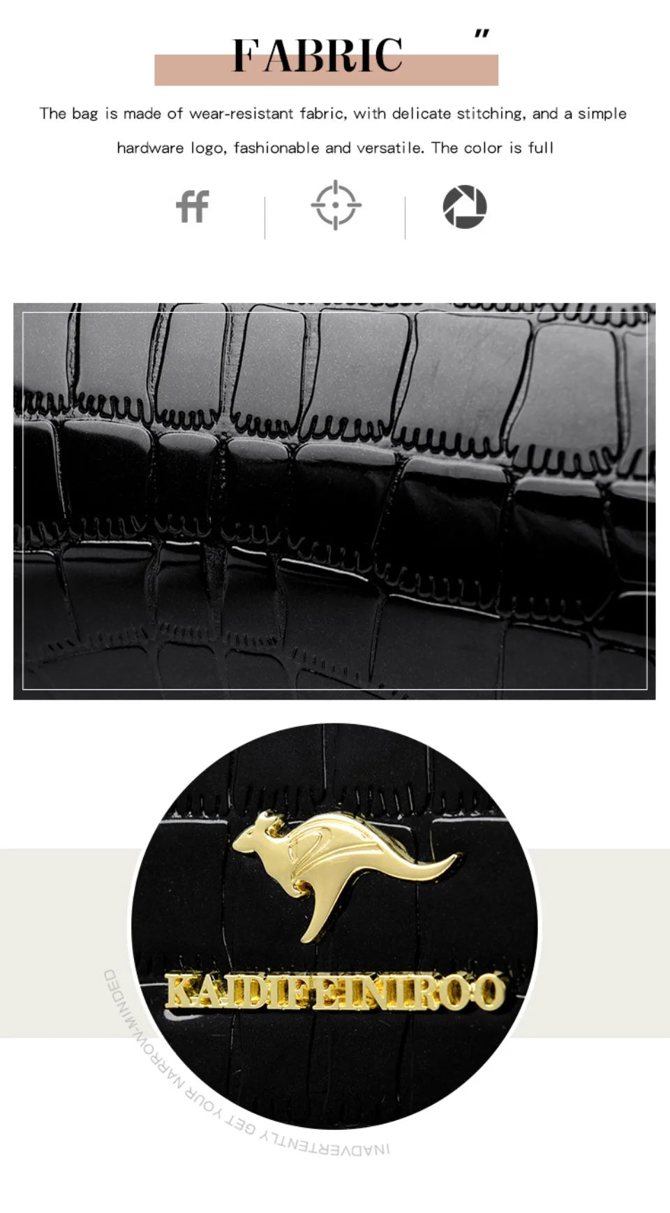 Alligator Motif Kangaroo Brand Bag