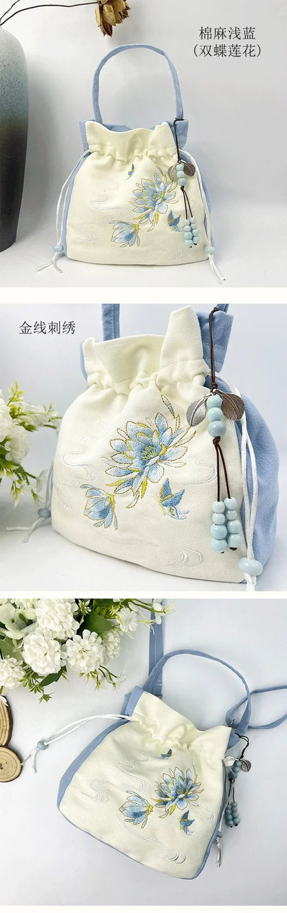 Embroidered Silk Heritage Bucket Bag