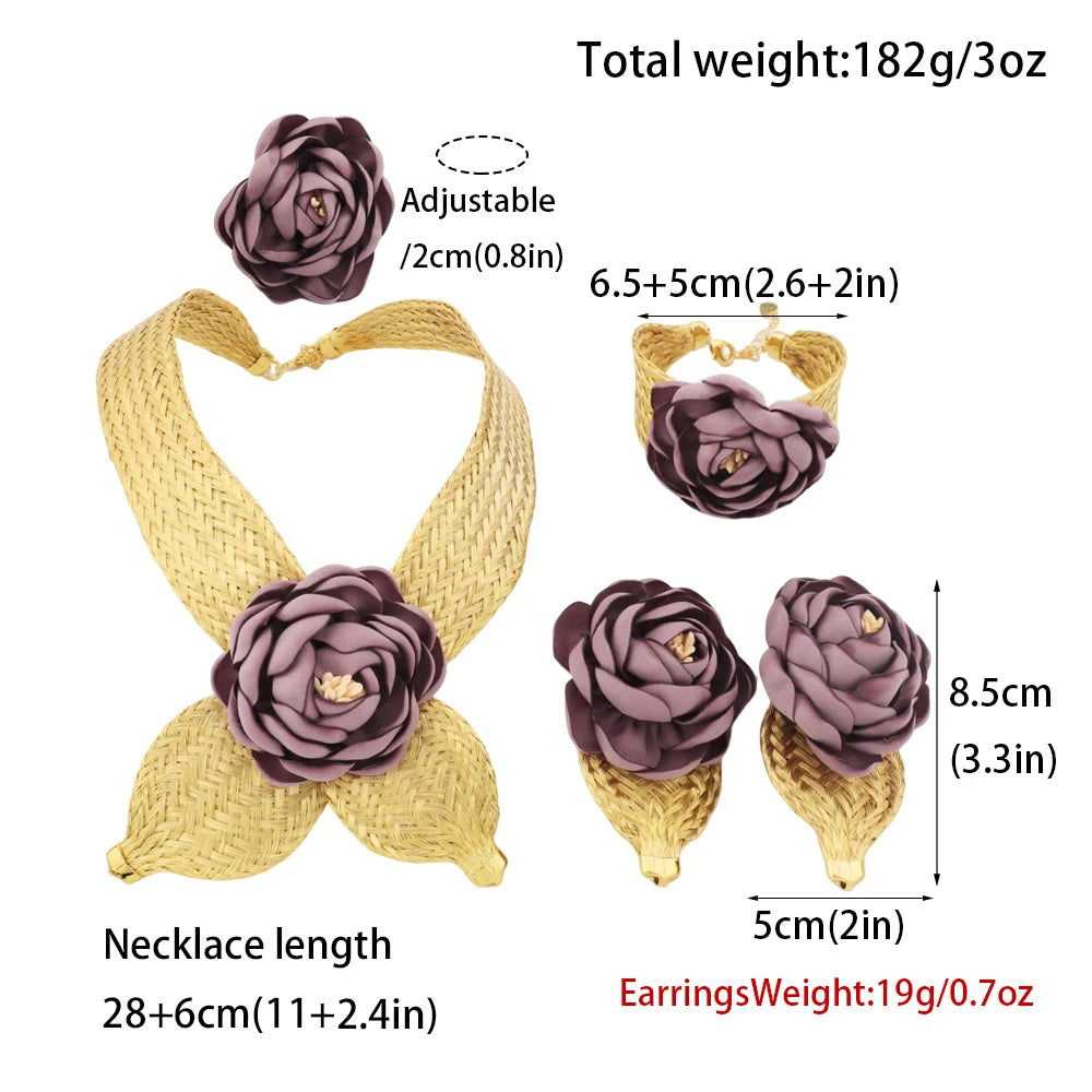 Purple Flower Noble Jewelry Set