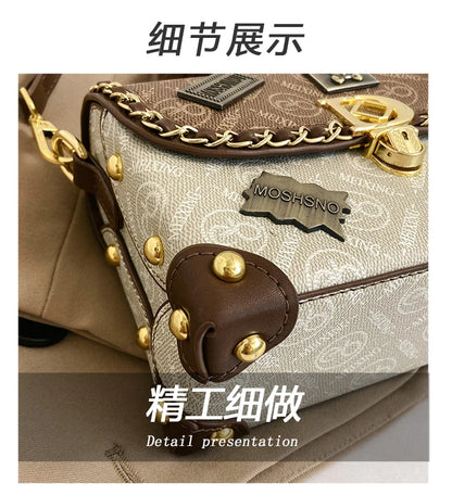 Retro Chain Linked Leather Handbag