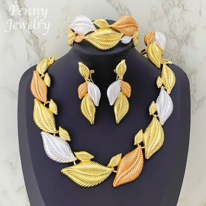 Leaf Shaped Gilded Choker Set