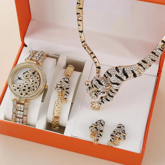 Crystal Animalier Gilded Watch Set
