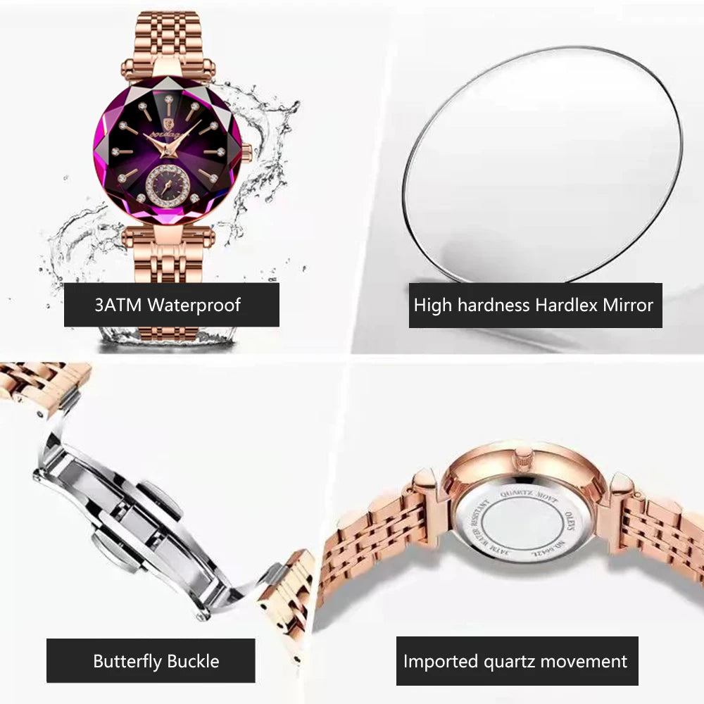 Rose Gold Steel Jewelry Watch