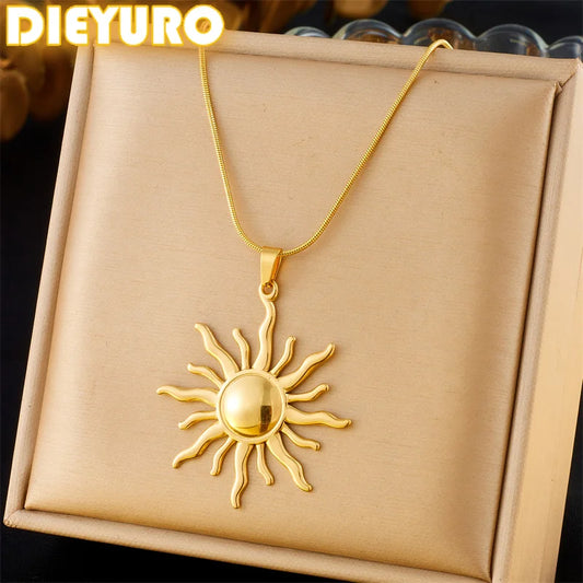 Solar Concise Sun Pendant Necklace